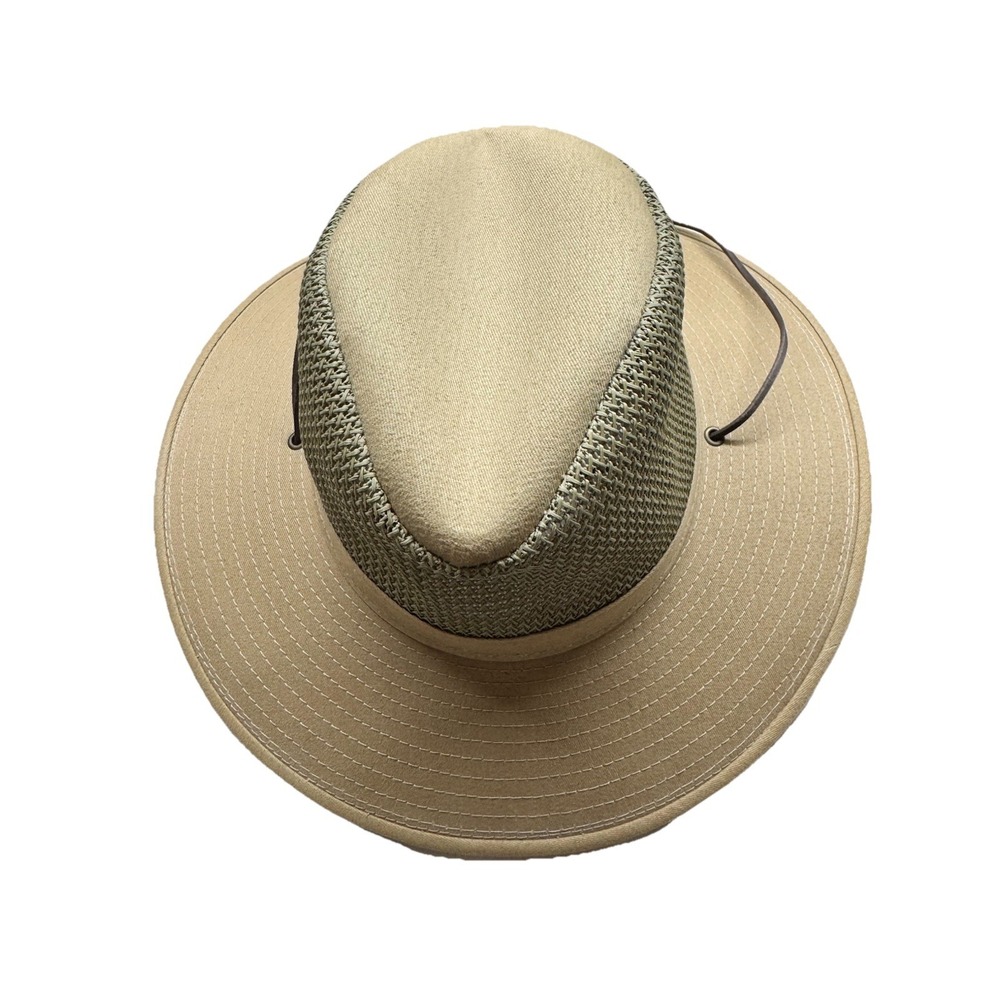 H1H Medium Henschel Hat Company Made USA Tan Leather Strap Nice Quality